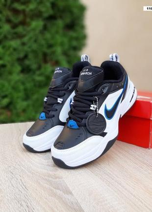 Nike air monarch белые с черным и синим7 фото
