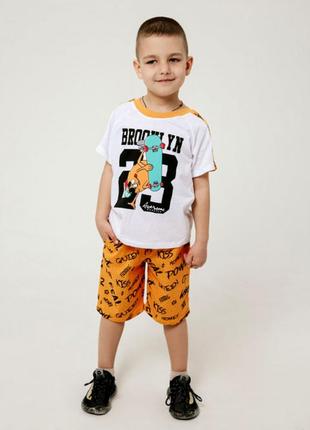 Летний яркий и стильный комплект для мальчика,комплект для мальчика шорты и футболка
