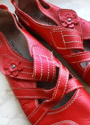 Красные кожаные мокасины-балетки из натуральной кожи (размер 38.5-39)2 фото