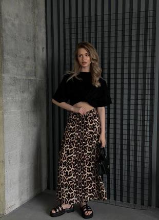 Леопардовая юбка штапель4 фото