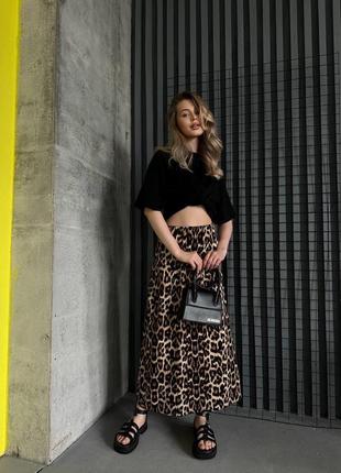 Леопардовая юбка штапель2 фото
