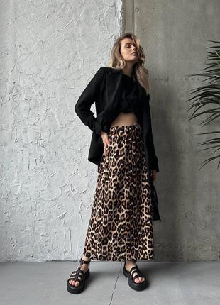 Леопардовая юбка штапель8 фото