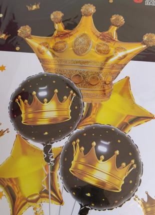 Набір повітряних кульок корона золото (5 предметів)2 фото