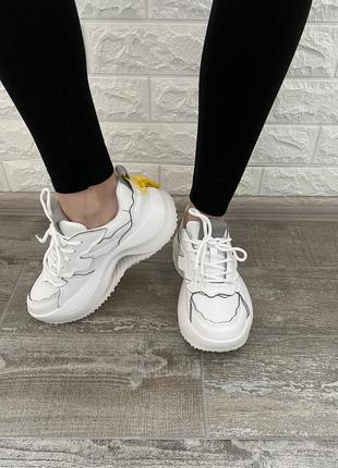 Кросівки нові, на довжину стопи 24 см білі масивні зручні4 фото