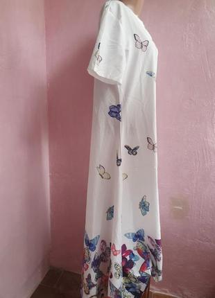 Біла сукня в пол з метеликами5 фото