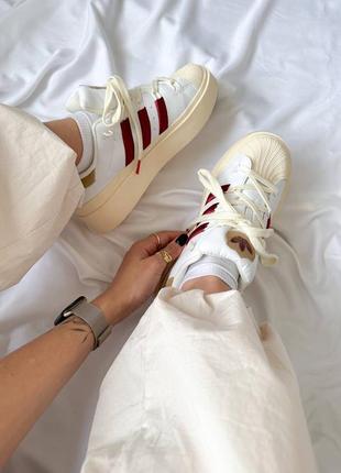 Кросівки в стилі adidas superstar bonega beige red10 фото