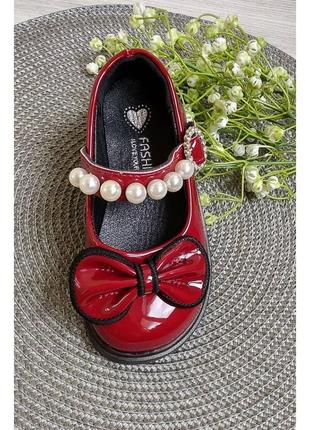 Лакированные туфли для девочек necklace бордовые2 фото
