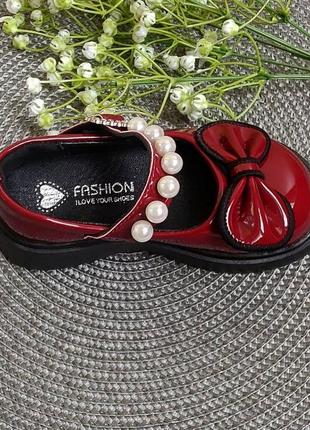 Лакированные туфли для девочек necklace бордовые6 фото
