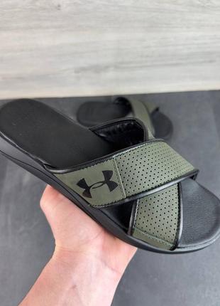 Мужские шлепанцы с логотипом under armour натуральная кожа4 фото