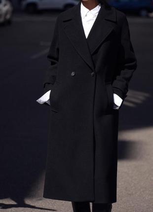 Пальто женское мягкое черное оверсайз zara new