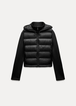 Черная стеганая куртка дута женская zara new