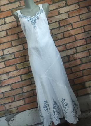 Шикарна сукня льон вишивка максі.2 фото