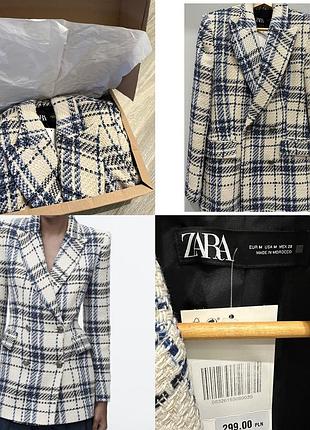Твидовый жакет пиджак zara