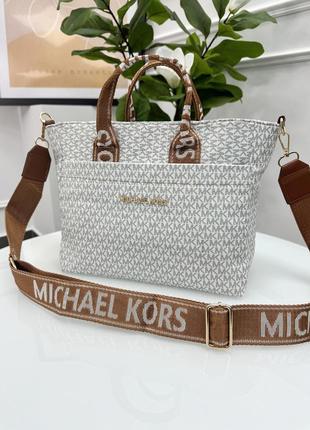 Сумка жіноча майкл корс шопер білий michael kors шопер через плече