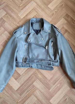Винтажная вываренная графитовая обмен косуха укороченная в стиле zara укороченная