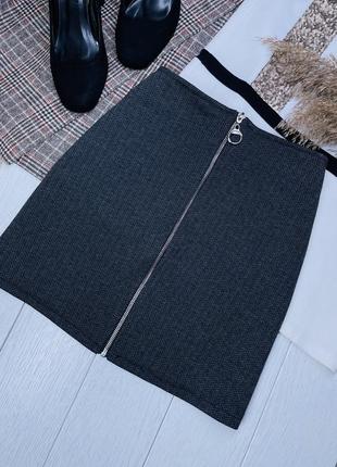 Сіра коротка спідниця s юбка на блискавці коротка юбка1 фото