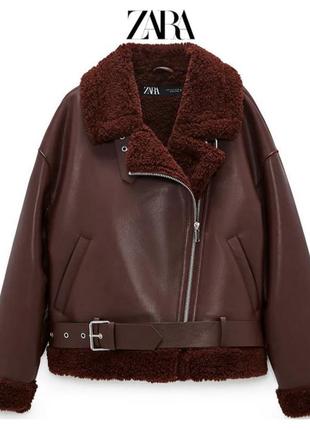Теплая дубленка zara