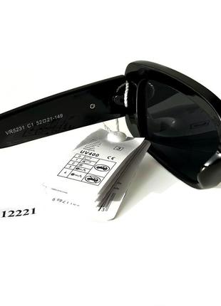Прямокутні чорні жіночі сонцезахисні окуляри, широка дужка5 фото