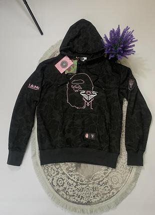 Худі bape x inter miami,худі бейп чорне,кофта осіння