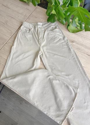 Стильные базовые бежевые джинсы wide leg tally weijl2 фото
