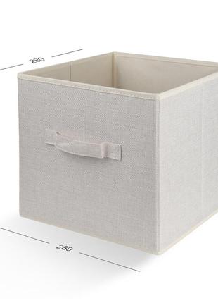 Тканевый квадратный ящик для хранения и организации вещей 28х28 см, бежевый2 фото