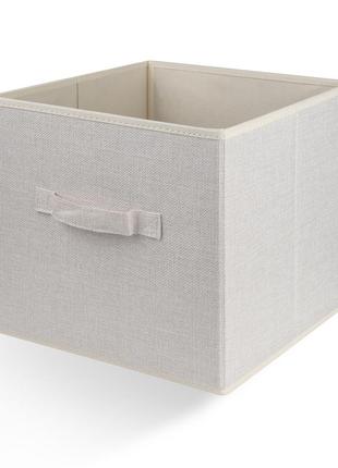 Тканевый квадратный ящик для хранения и организации вещей 28х28 см, бежевый1 фото