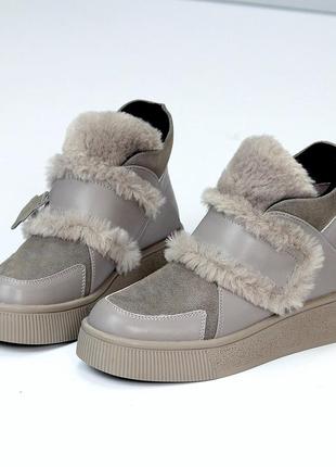 Ботинки "fioria", серый, натуральная кожа/ замша, зима