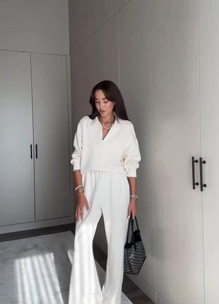 🌈4! шикарний ангоровий теплий брючний жіночий костюм білий молоко молочний женский двостороння ангора