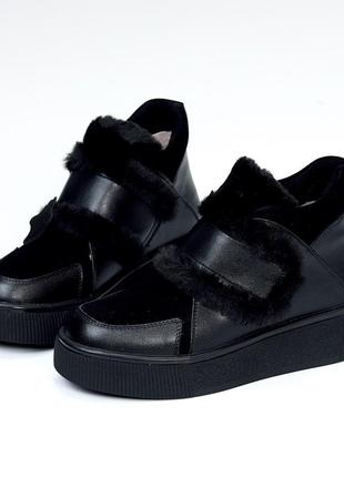 Черевики "fioria", чорні, натуральна шкіра/ замша, зима