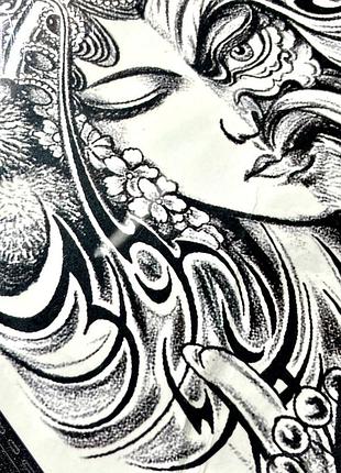 Временная татуировка большая в индийском стиле временное тату рукав тату на ногу