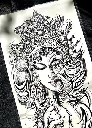 Временная татуировка большая в индийском стиле временное тату рукав тату на ногу