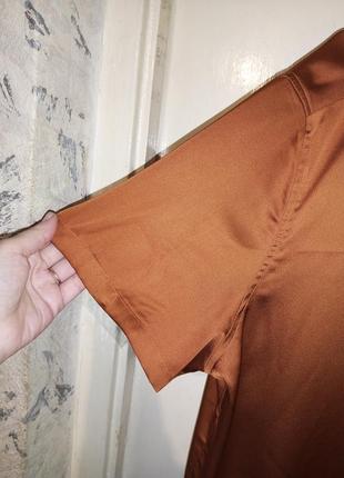 Атласная,терракотовая,лёгкая блузка на пуговичках,большого размера,asos4 фото