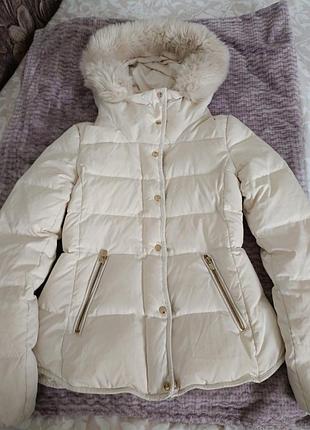 Куртка пуховая, натуральный пух и перья, zara, xs, длина 63, грудь 90, рукава 63см, куртка в красивом рабочем состоянии