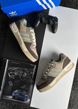 💎мужские кроссовки adidas originals forum low beige brown / демисезонные / весенние, летние, осенние / текстиль, кожа, замша /