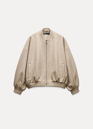 Мягкая куртка бомбер бежевая женская zara new