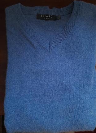Мужской свитер шерстяной kitaro men пуловер джемпер синий xl размера германия