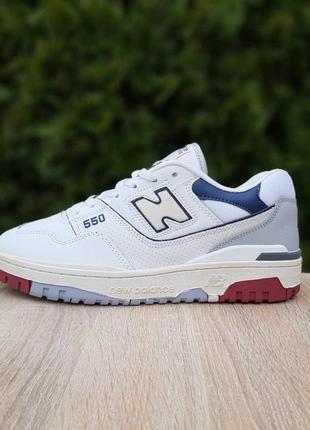 New balance 550 білі з бордовим і синім  ods10957