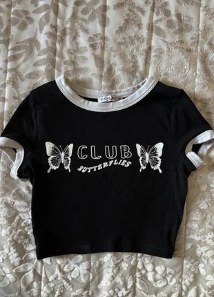 Топ черный с бабочками