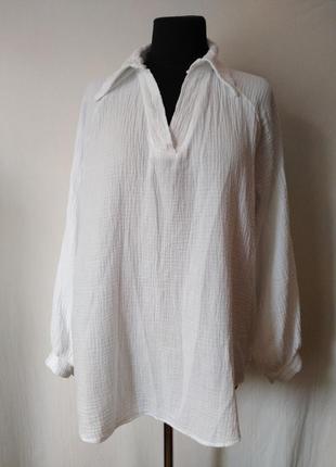 Муслиновая белоснежная рубашка 100% коттон италия