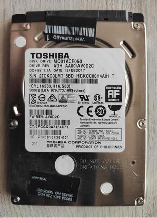 Жесткий диск б/в hdd 2.5" sata 500gb toshiba