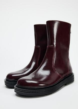 Бордовые ботинки женские zara new