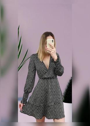 Сукня в горошок з рукавом new look