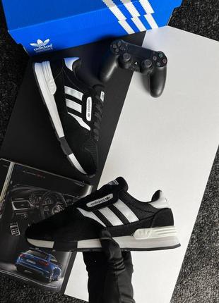 💎мужские кроссовки adidas originals treziod 2.0 black white heel / демисезонные / весенние, летние, осенние / текстиль, кожа, замша /