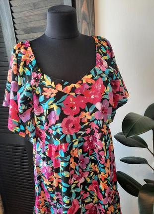 Красивое цветочное платье батал, размер xl/2xl4 фото