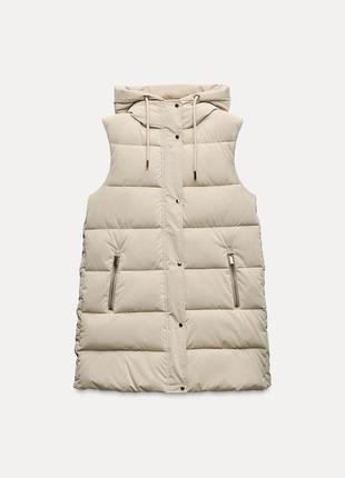 Довгий стьобаний жилет zara