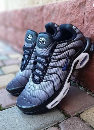 Чоловічі кросівки nike air max tn black grey blue найк чорного з сірим та синім кольорів7 фото