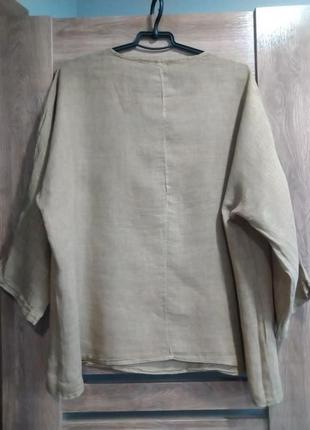 Базовая льняная блуза, рубашка 100% лен италия4 фото