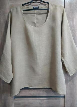 Базовая льняная блуза, рубашка 100% лен италия3 фото