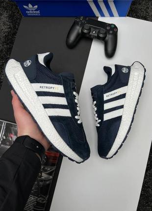 💎мужские кроссовки adidas originals retropy e5 navy white / демисезонные / весенние, летние, осенние / текстиль, кожа, замша /