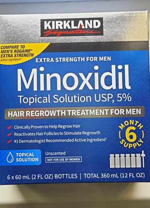 Kirkland minoxidil 5% киркланд миноксидил - упаковка (6 флаконов) лосьон для роста волос и бороды